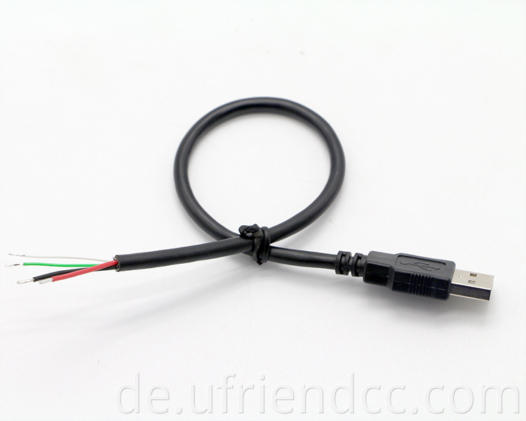 Bis 4 Drähte offene Kabeldaten aufladen USB 2.0 A Typ Männlich OEM 10 cm 20 cm 50 cm 1 m aus Dienste Stripped Draht Open PVC 24/26/82AWG CE RHOS